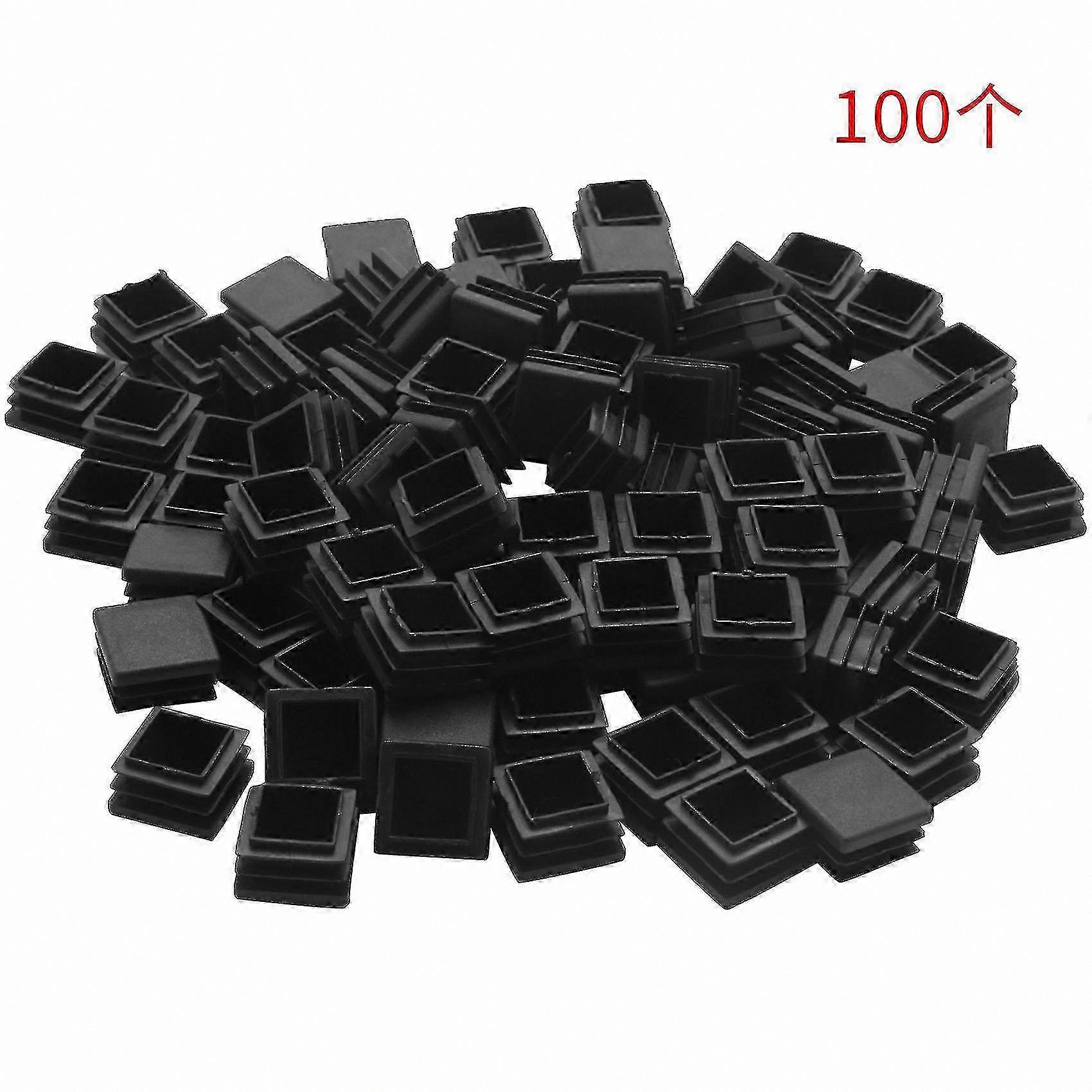 100 Black Plastic End Caps for 20x20mm Square Tubes