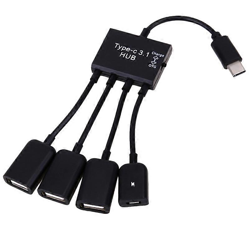 Type-C To Micro-USB Hub USB 3.1 4-Port Powered OTG Hub