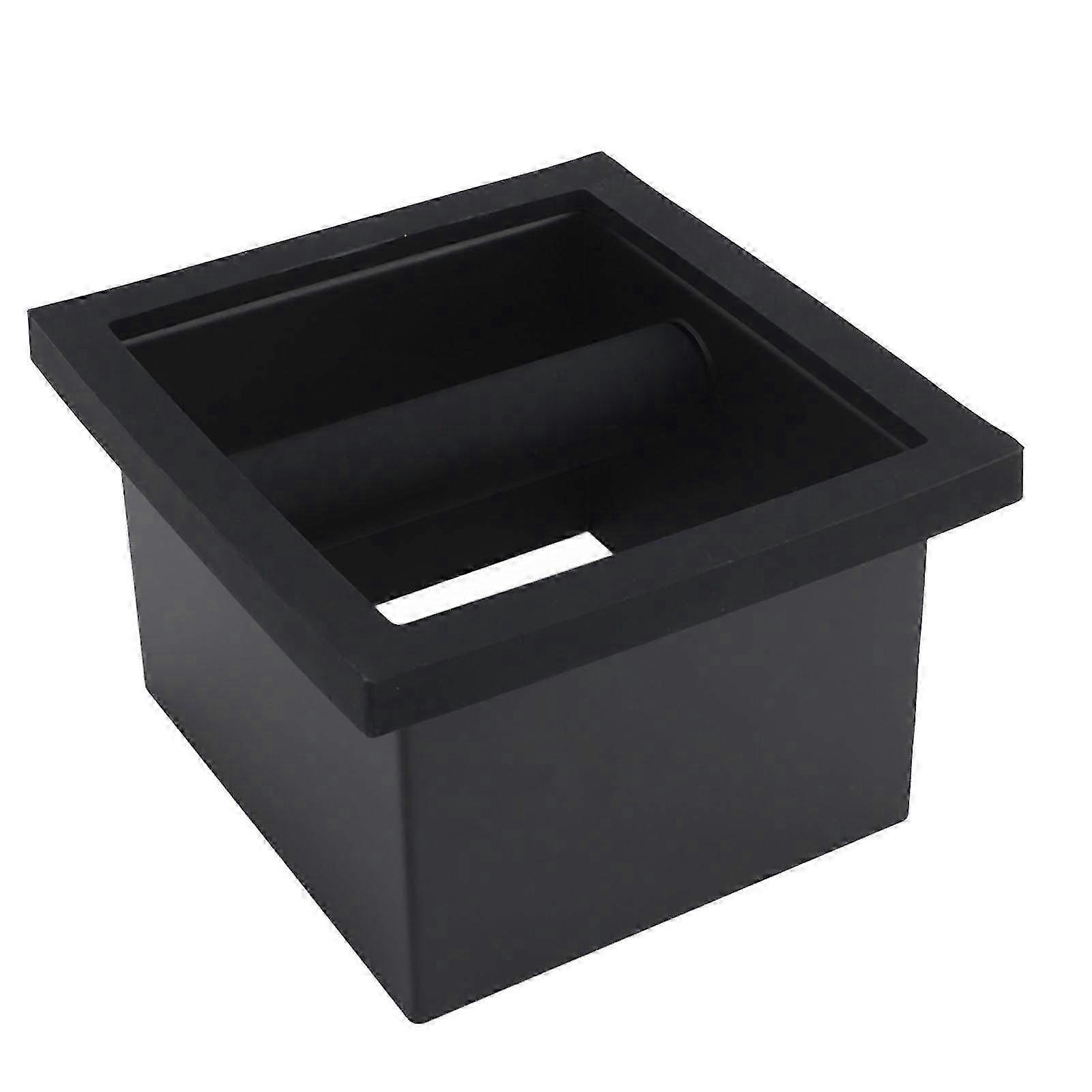 Bottomless Rectangle Coffee Knock Box with Rubber & Steel Base - Durable Coffee Grounds Disposal Container for Kitchen & Cafe