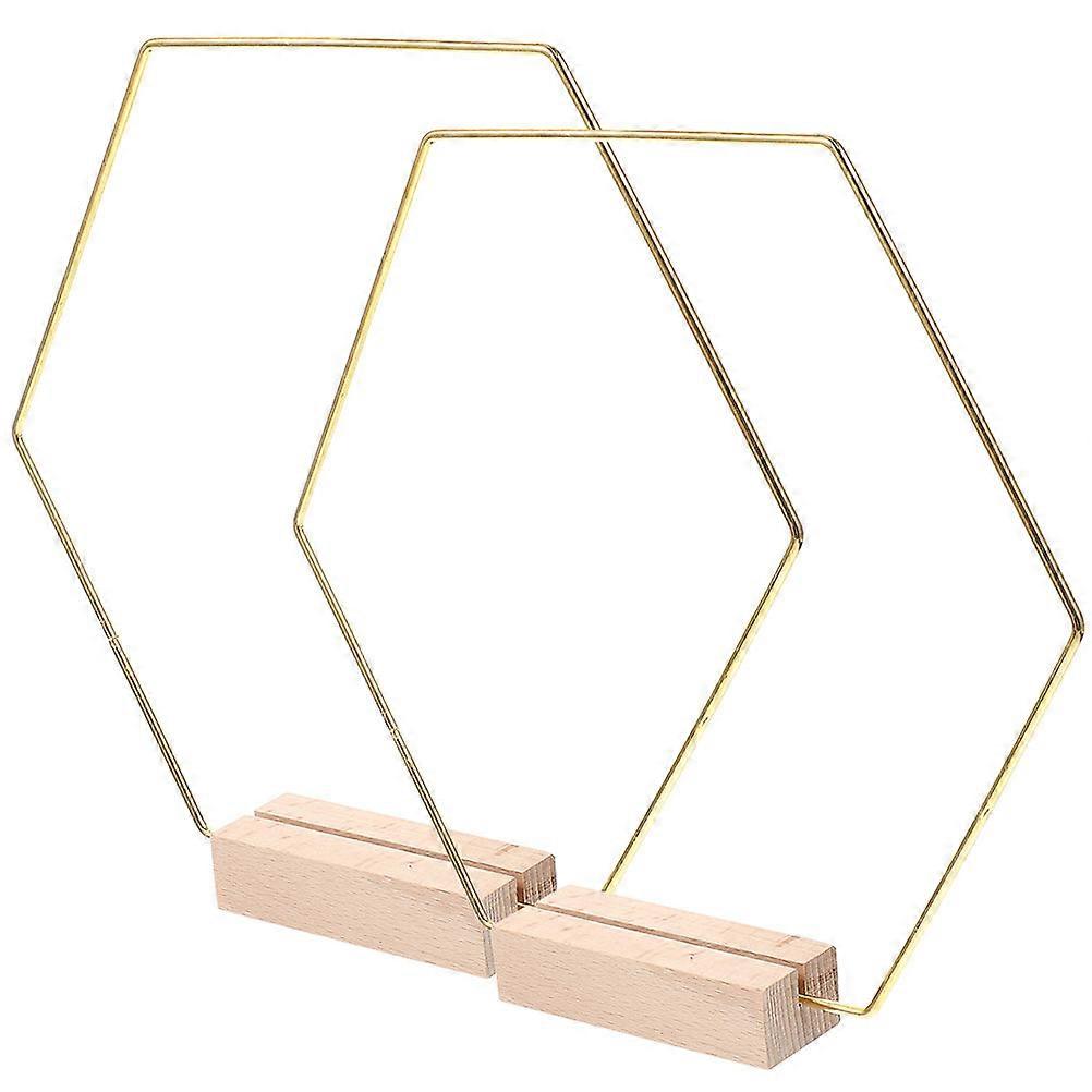 Golden Hexagonal Metal Wreath with Base for DIY Decoration and Wedding Table Decor 2 Sets