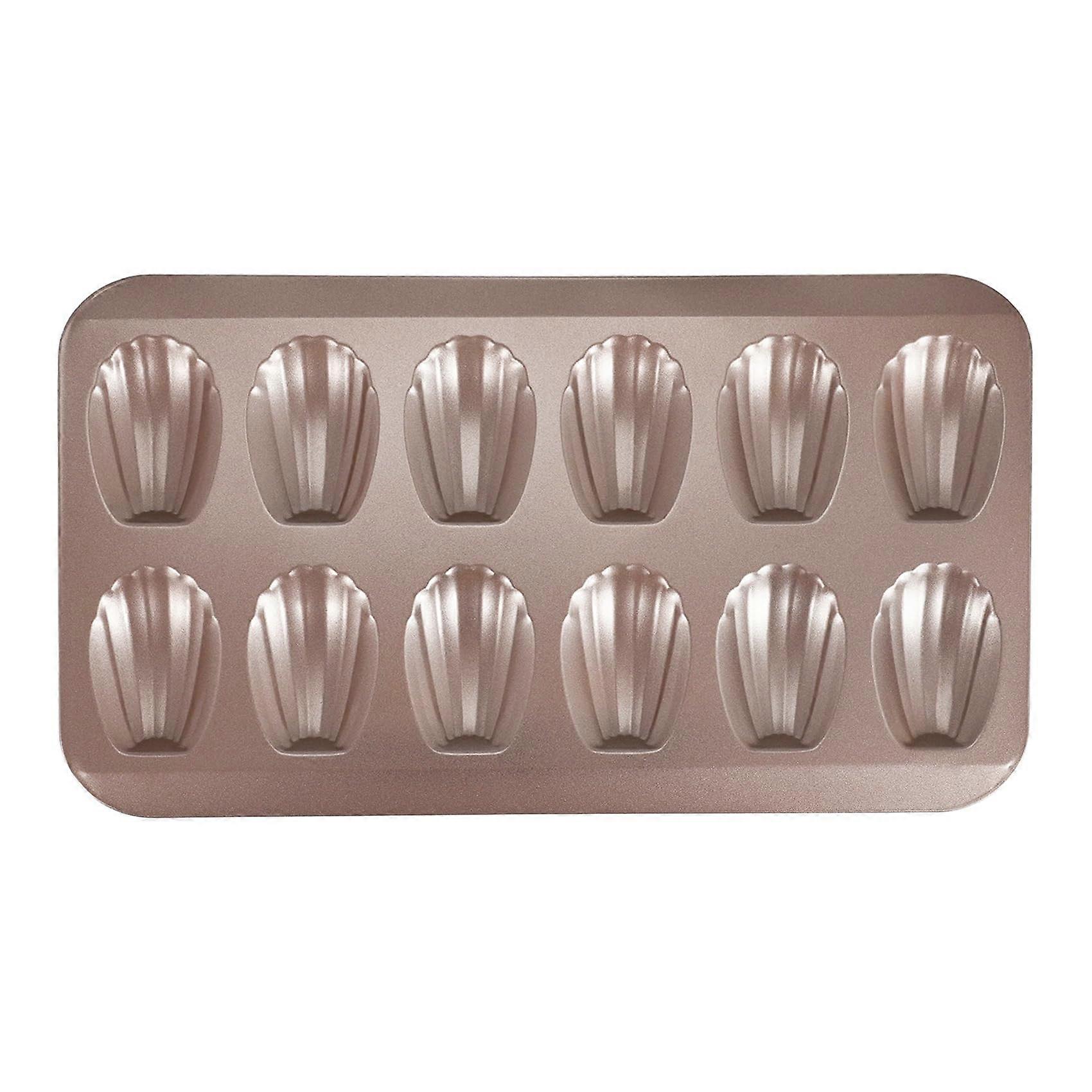 12 Cup Nonstick Madeleine Pan Charcoal Fabric Steel Mould for Baking Cookies and Desserts