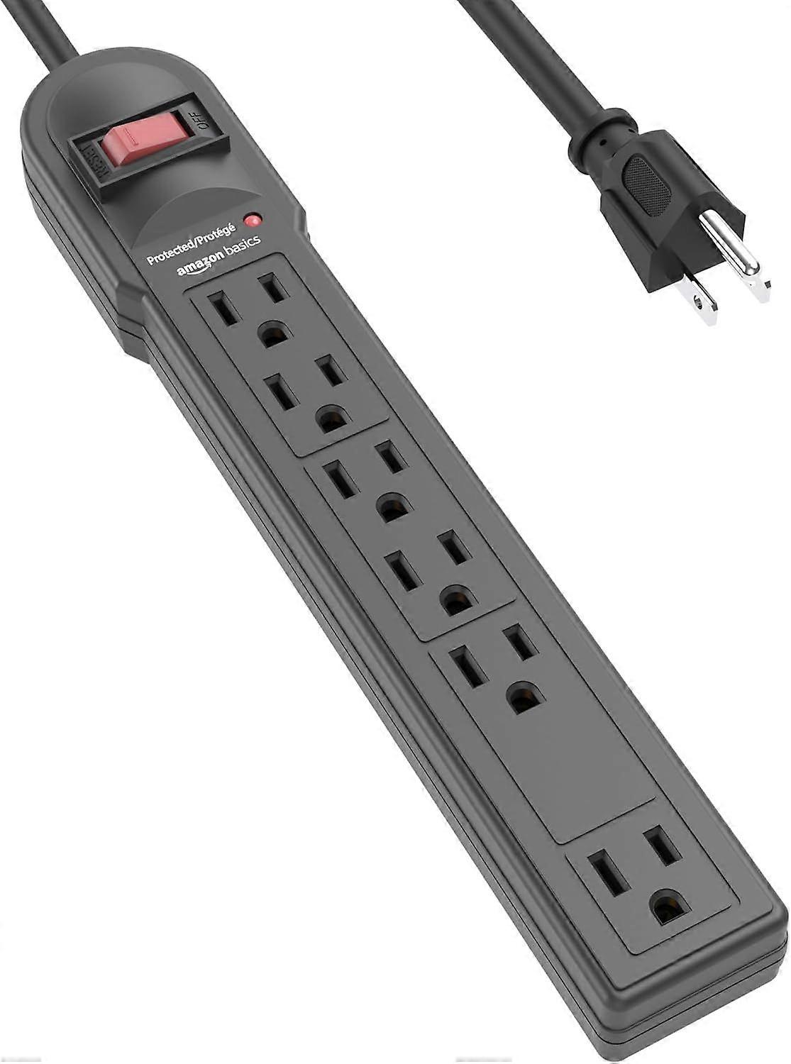 Surge Protector Power Strip, 6-Outlet, 790 Joules, LED Indicator, 6ft Extension