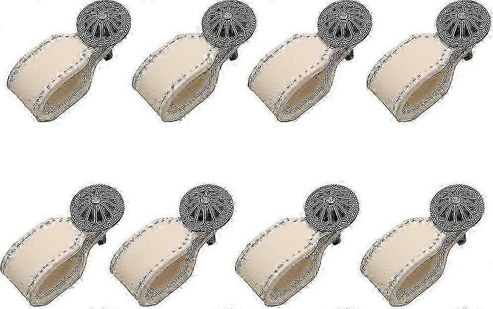 Leather Knobs Dresser Drawer Knobs Kitchen Cabinet Bathroom Cabinet Pulls 8pcs/set (78mm, White)