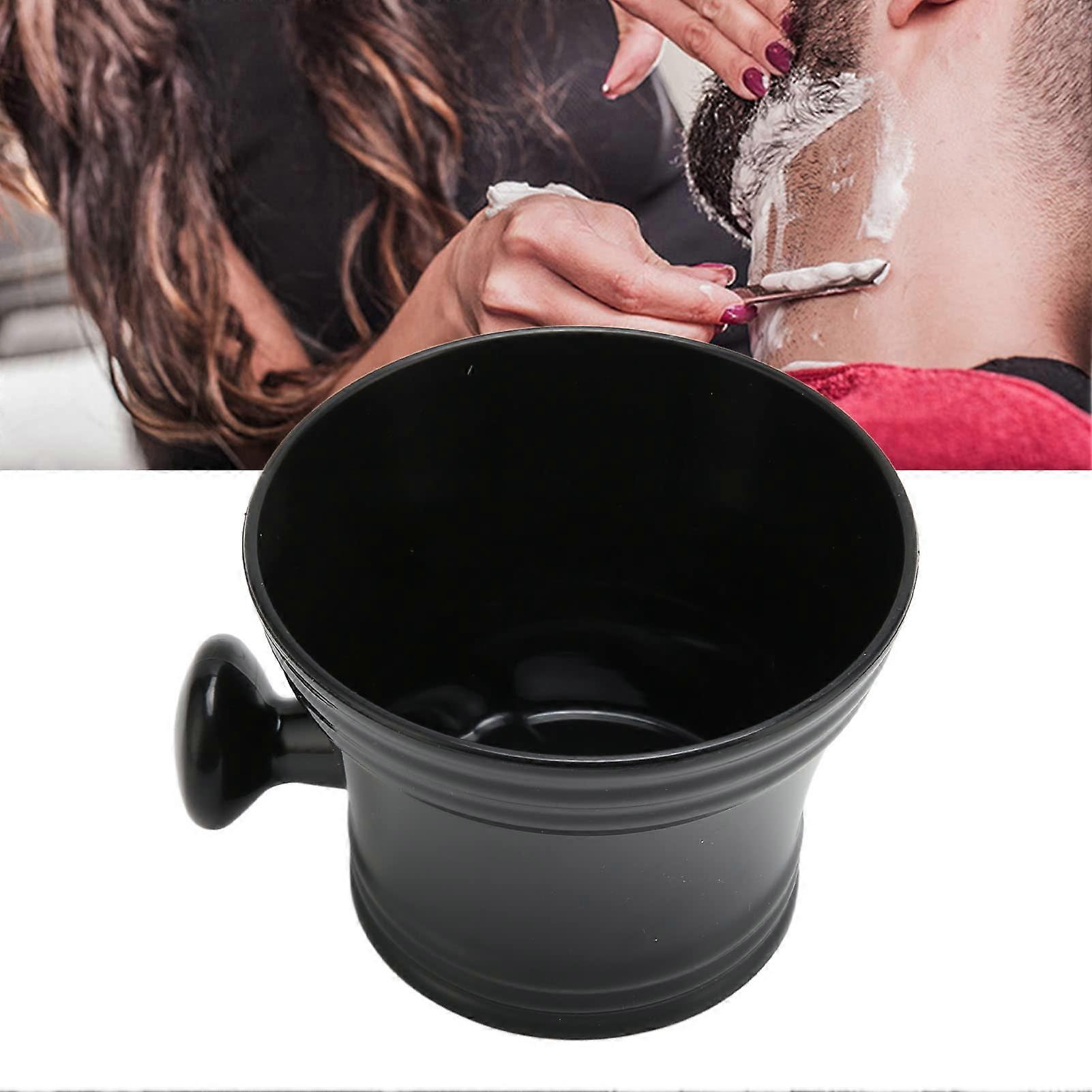 Shaving Soap Dish Black Plastic Large Capacity Portable Shaving Cup with Comfortable Handle for Home and Travel Use