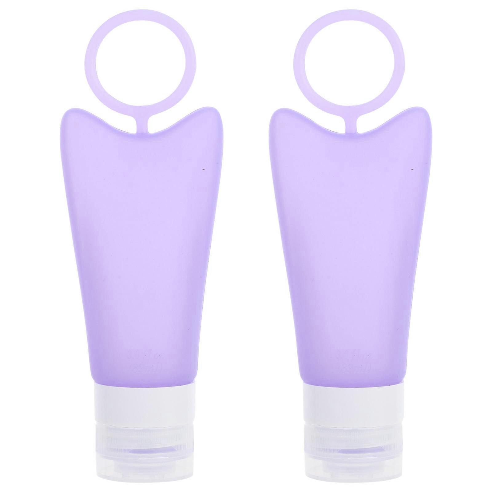 Purple Silicone Travel Gear for Storage with Large Mouth and Hook Design 2 Bottles 0.5L