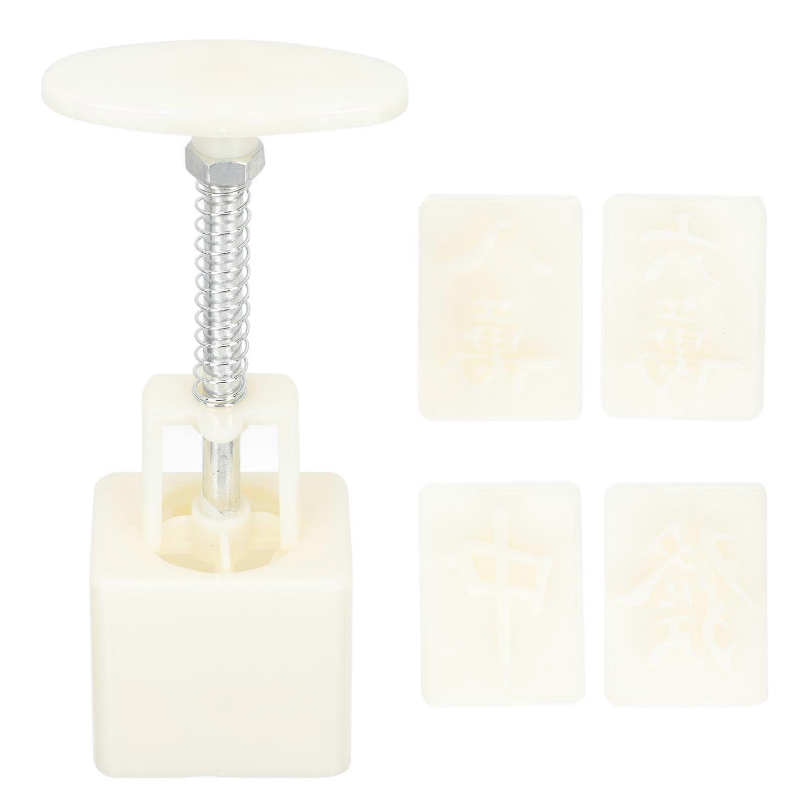 Plastic Moon Cake Mold Hand-pressure Mold Square Green Bean Cake Mold For Kitchen Use 15x5.3cm Easy To Clean 1 Set