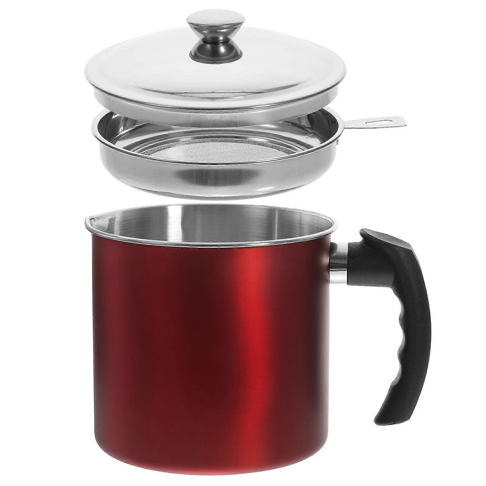Stainless Steel Filter Oil Jug For Restaurants 7.1×5.9×5.1in Designed For Straining And Storage 1Pcs