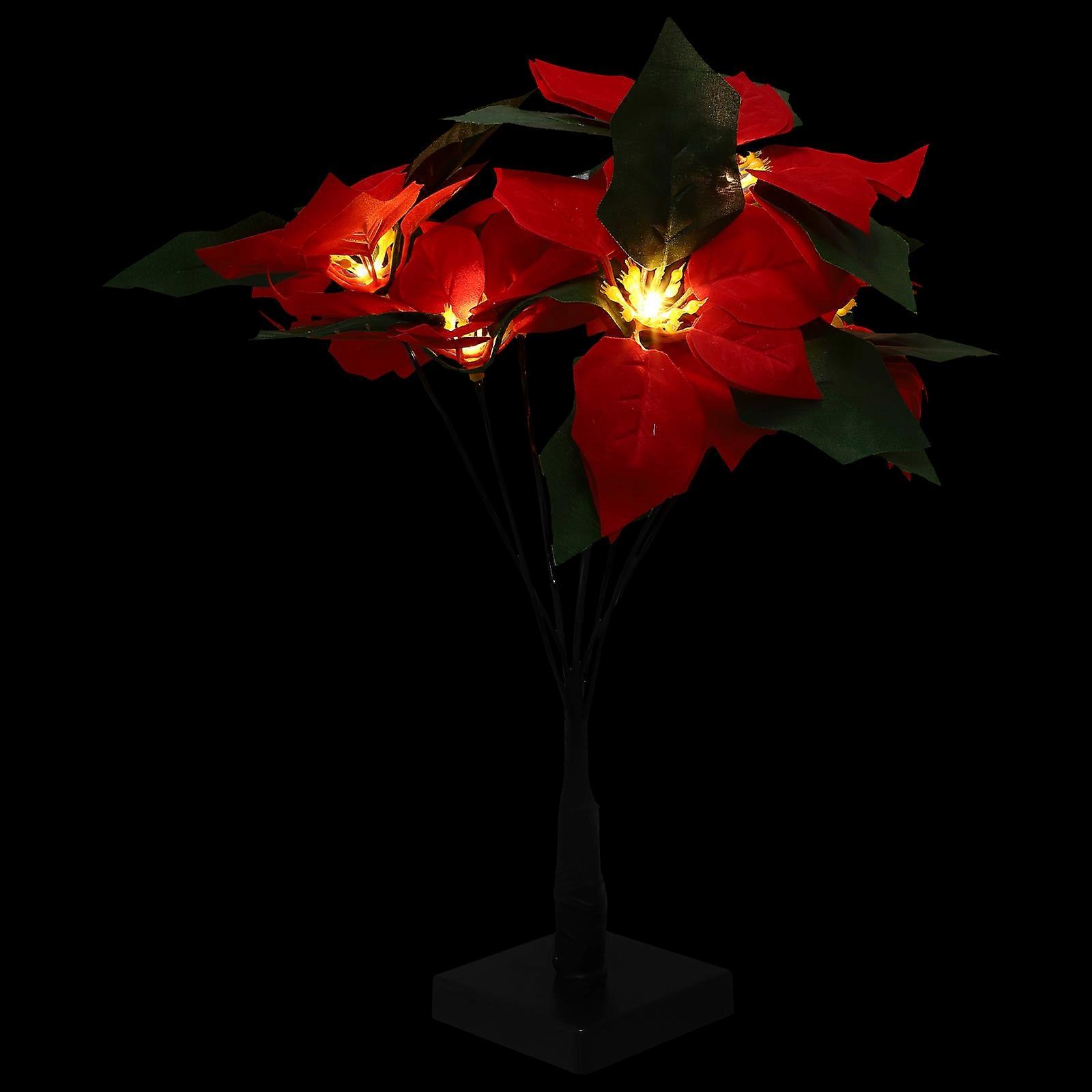 Red Flower Lamp with Warm Lighting for Decor Made of Plastic USB Powered Design 1Pc