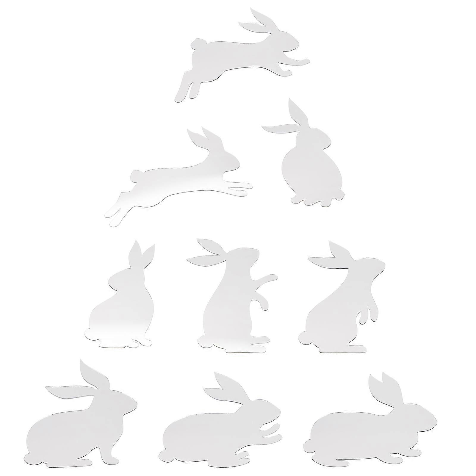 Easter Door Stickers with Mirror Effect Silver Acrylic Material for Happy Easter Decor 9Pcs
