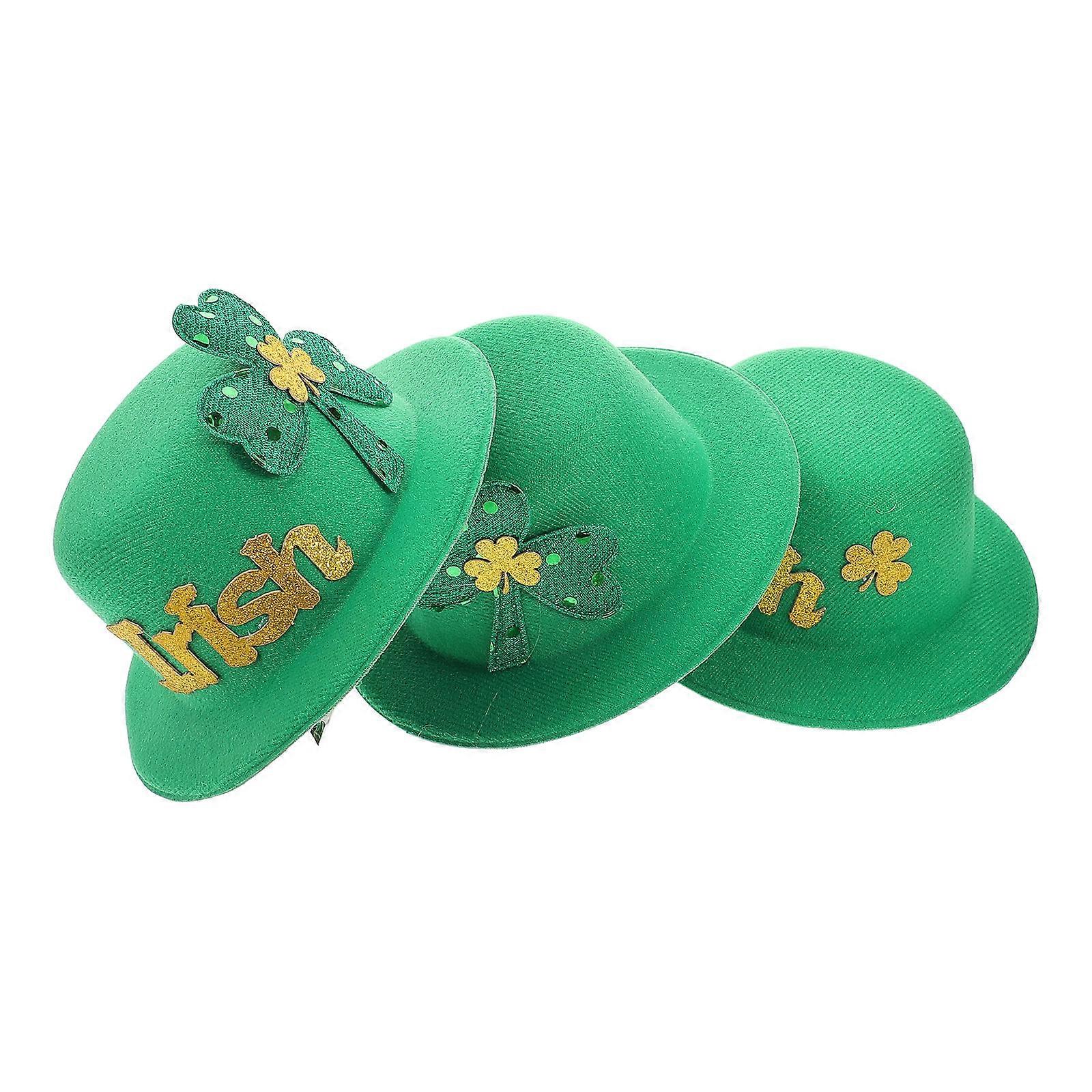 3pcs Shamrock Mini Hat Hair Accessories for St. Patrick's Day, Comfortable Durable Barrettes for Irish Festival Parties, Celebrations & Parades