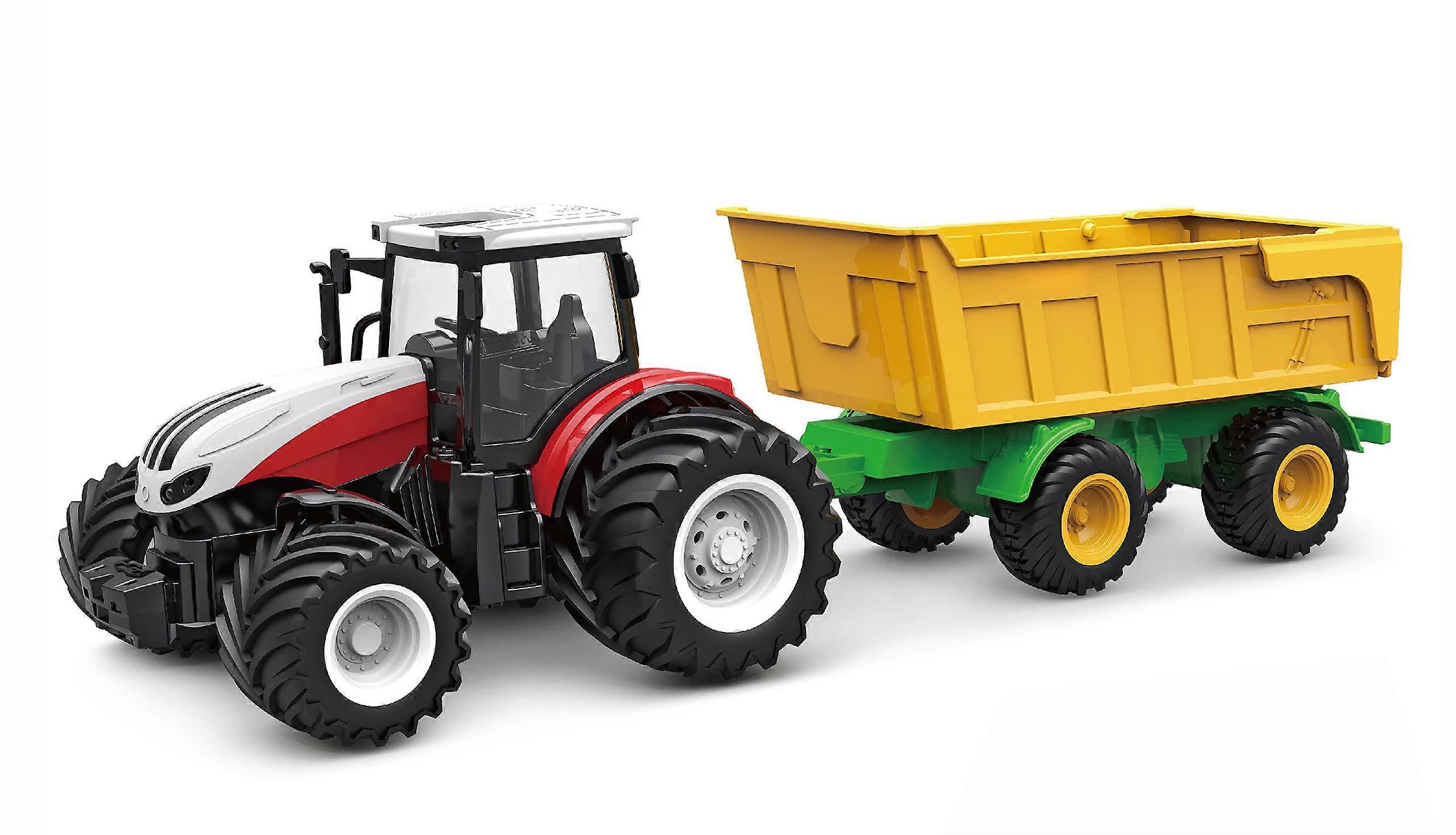 22600 RC Tractor with Tipping Trailer, Light and Sound, 1:24 RTR with Remote Control, Battery, Charging Cable, Red/White