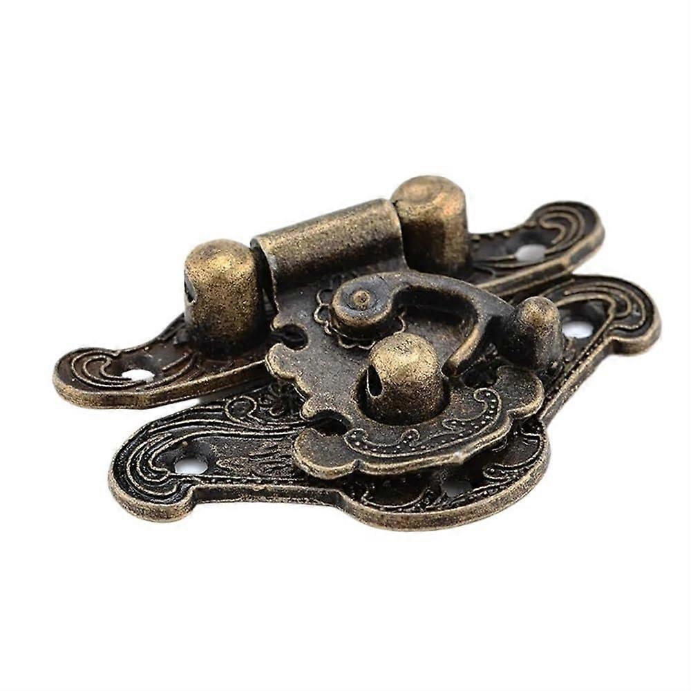 Antique Bronze Hasp Latch Lock Set - 4 Pieces Decorative Mini Cabinet Buckle for Wooden Boxes and Suitcases in 3 Sizes