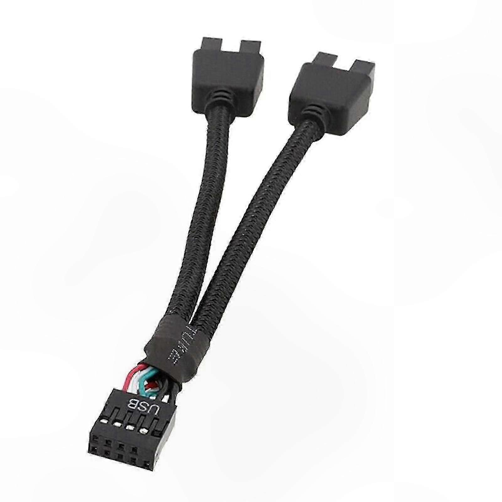 USB 2.0 9-Pin Header to Dual Port Extension Hub Adapter for Motherboard Connection