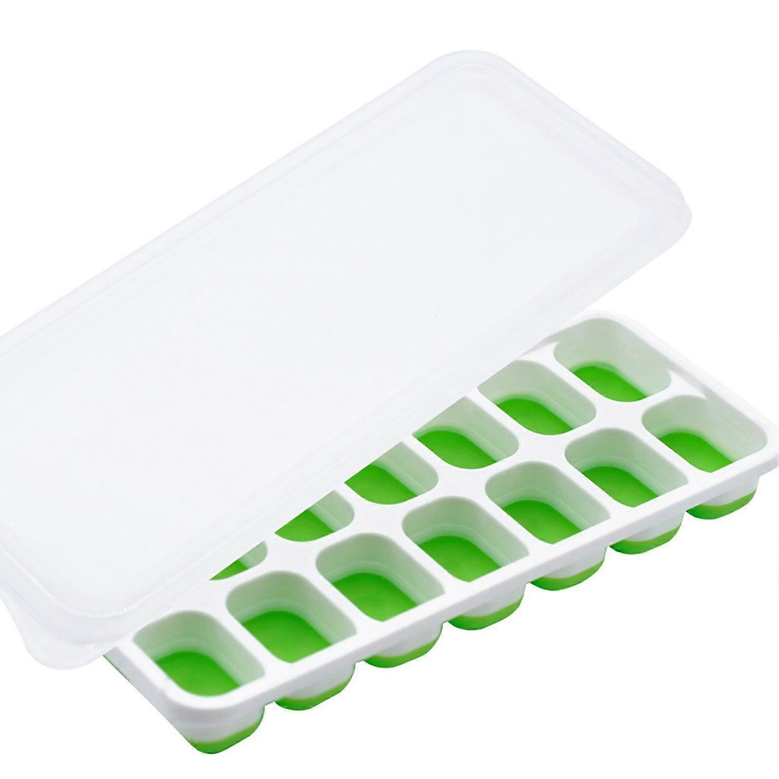 Ice Cubes Tray with Lid Stackable Soft Bottom Easy Release Ice Molds for Home Bar Kitchen Cocktail