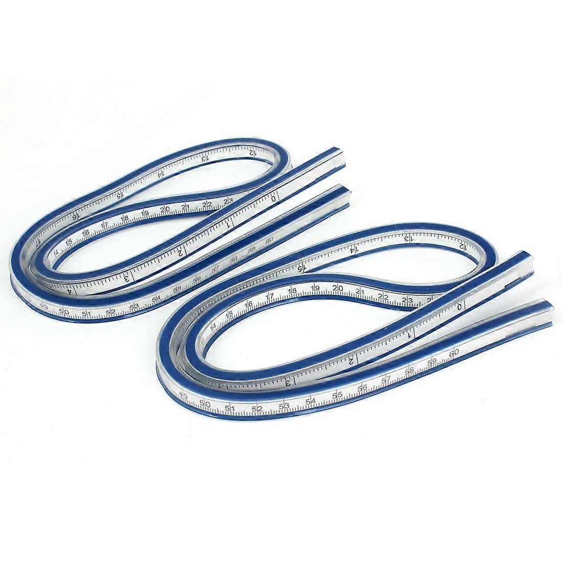 Flexible Curve Ruler 60cm 24 Inch Soft Plastic for Sewing Tailoring Drafting, Set of 2 Blue White