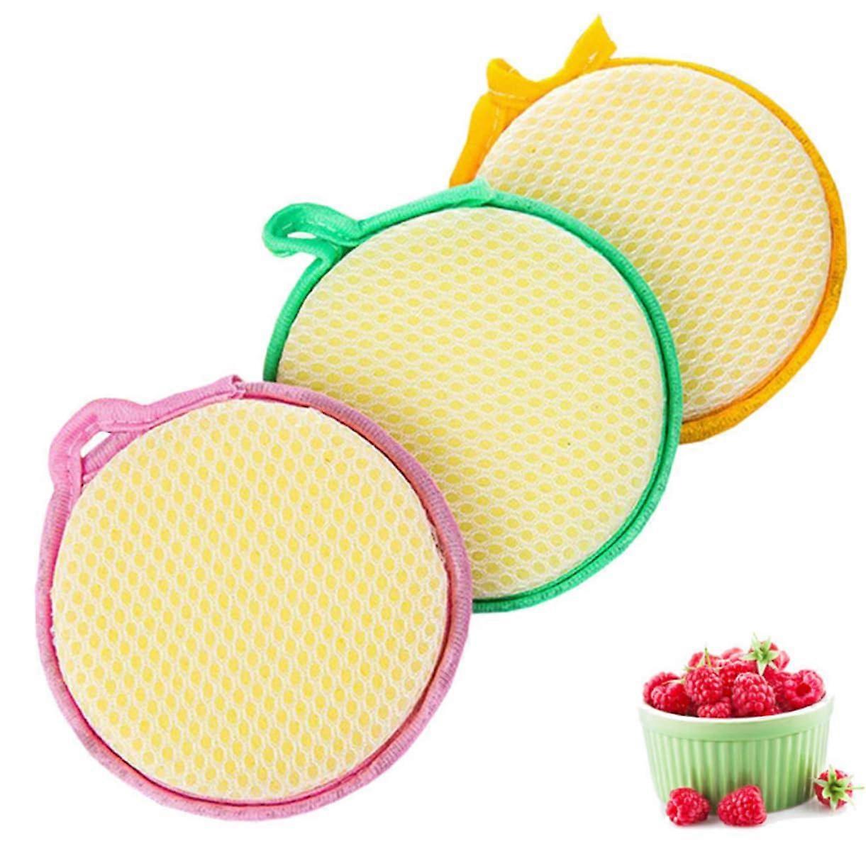 Double-Sided Kitchen Cleaning Sponge Pad - 5pcs Non-Scratch Dishwashing Sponge for Pots, Pans, Bowls, and Sinks, Random Colors
