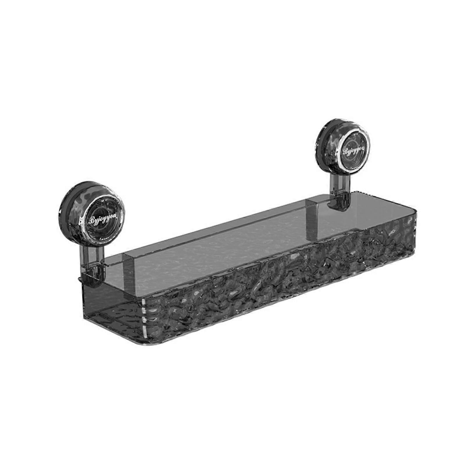 Suction Cup Rectangle Storage Rack 1-Piece Punch-Free Wall-Mounted Shower Organizer Gray Glacier Pattern