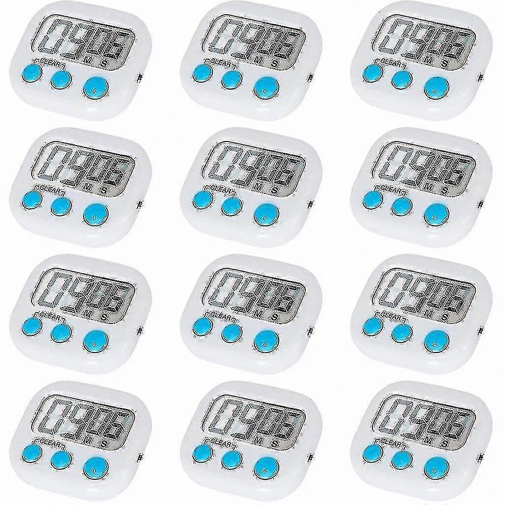 Digital Kitchen Timer 12-Pack with On/Off Switch and Loud Alarm Functionality
