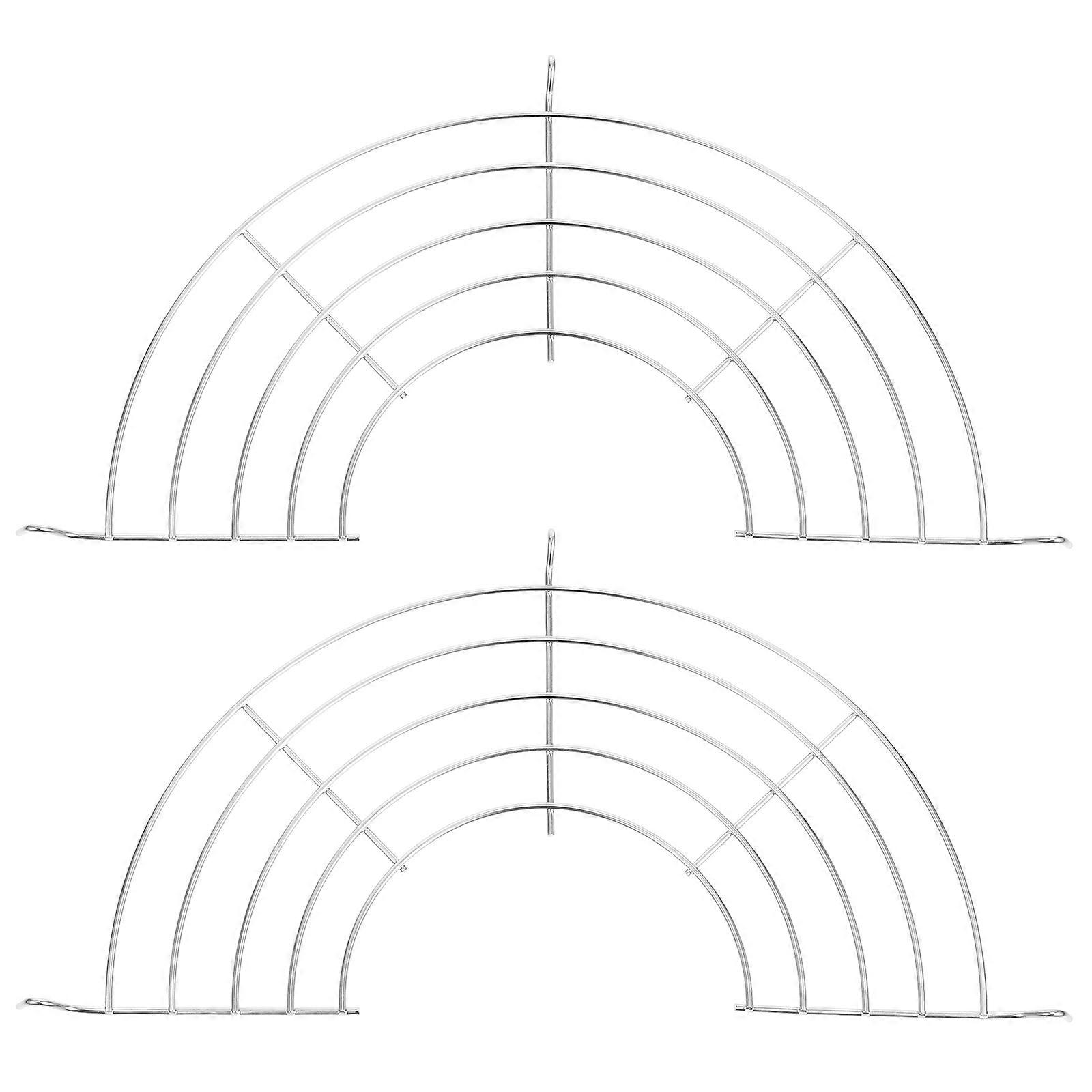 Oil Filter Cooking Rack Semicircular for Baking Silver Stainless Steel Draining 2Pcs