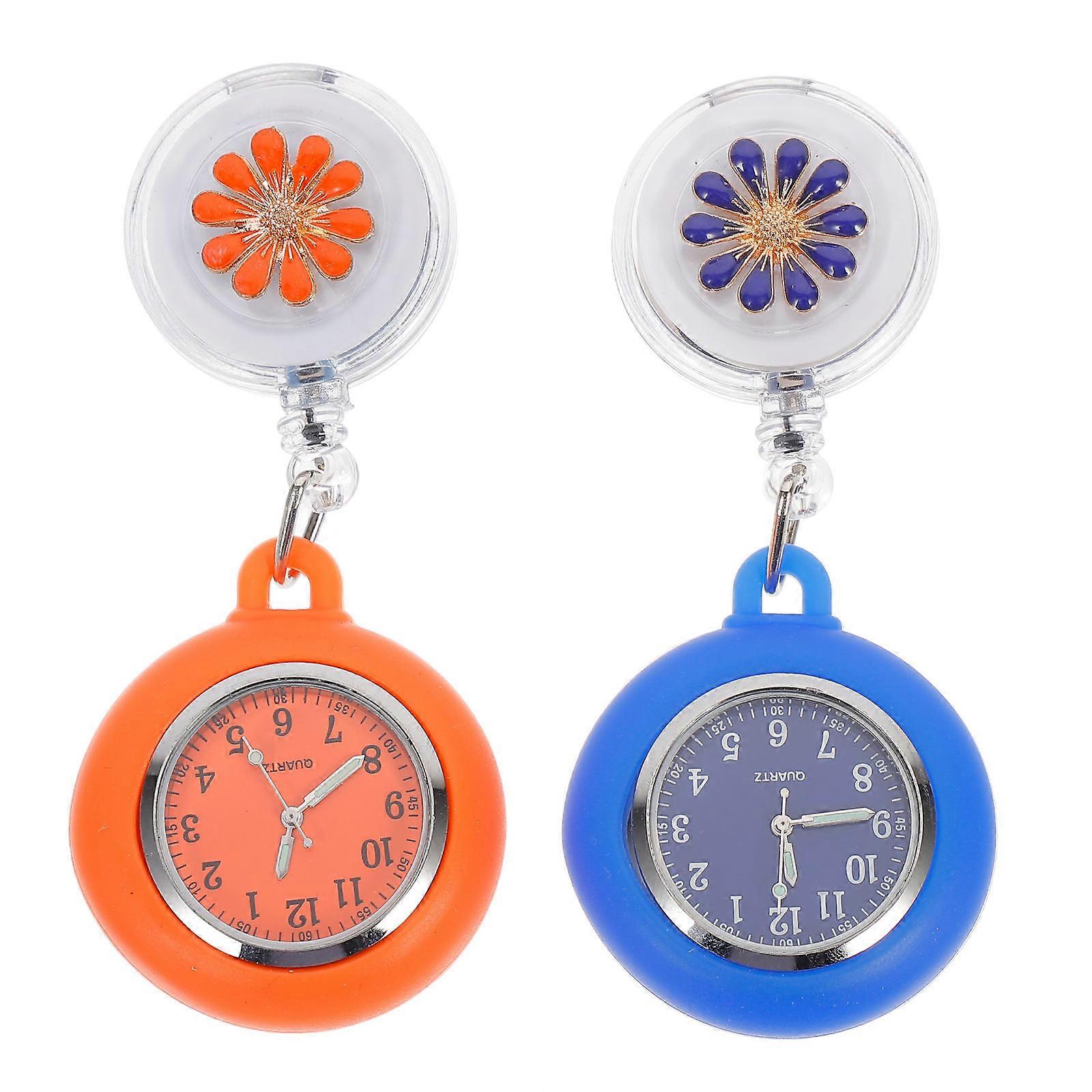 看護時計クリップオンウォッチ医療行為シリコンガラス素材バッククリップデザイン格納式2個