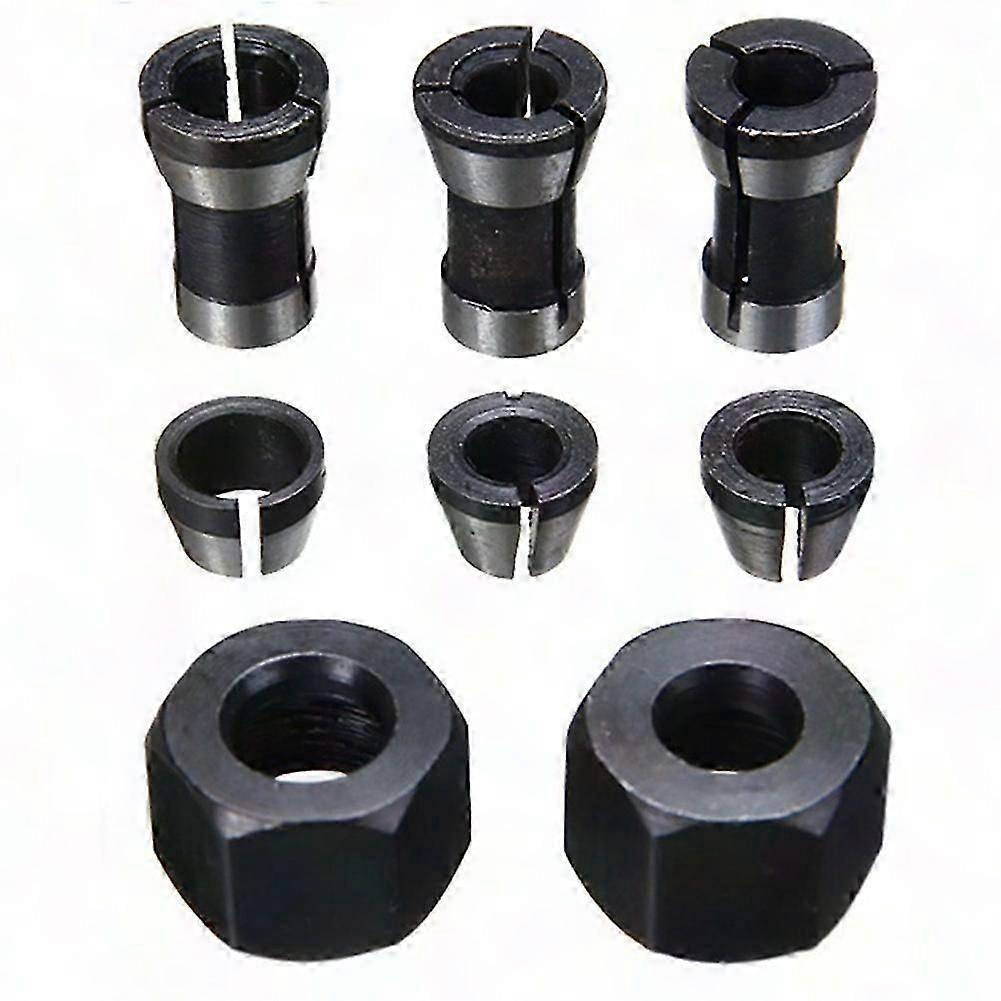 8pcs High Precision Collet Chuck Set 6mm/6.35mm/8mm for Router Engraving Milling Machine Tools