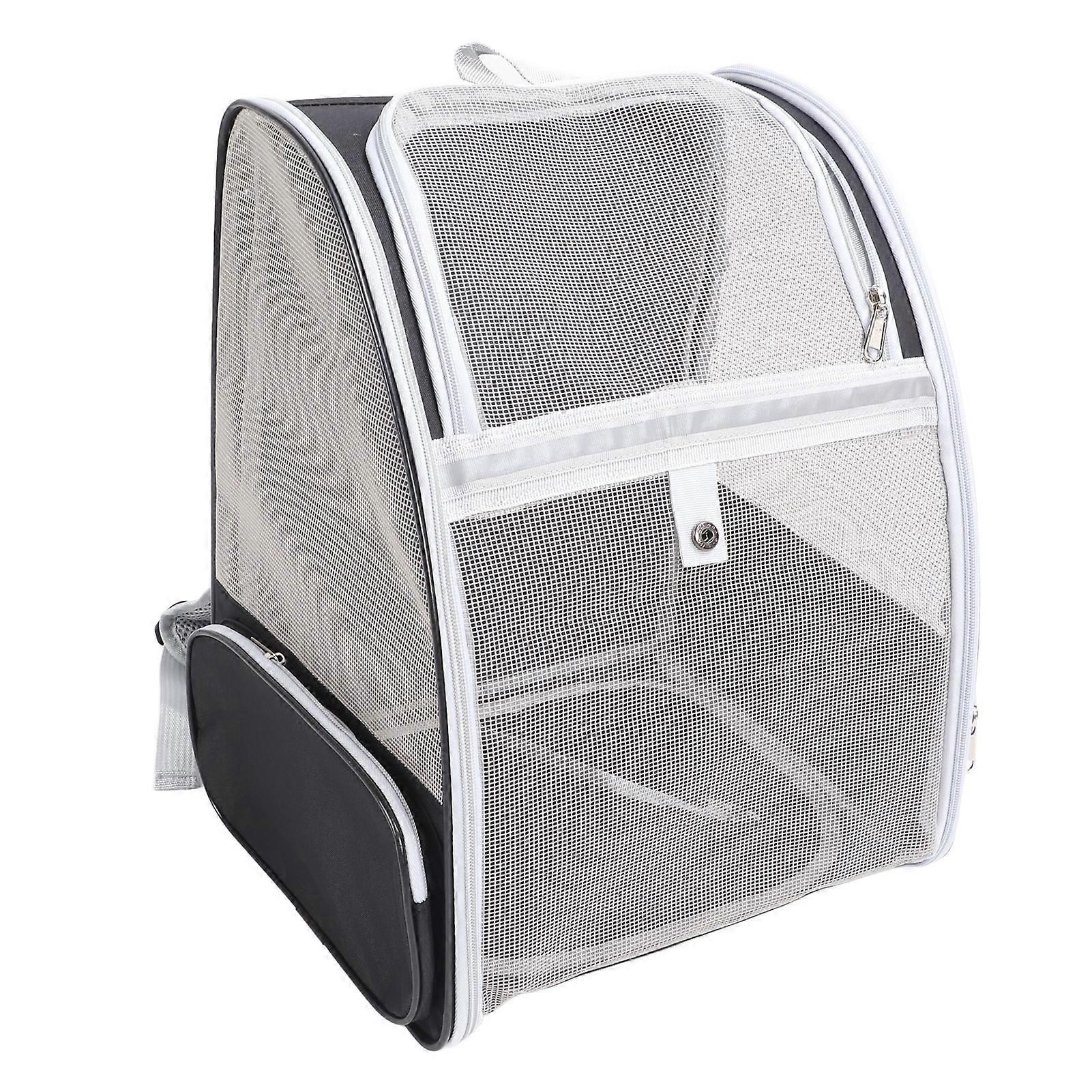 Pet Carrier Backpack Breathable Mesh Large Capacity Black Polyester