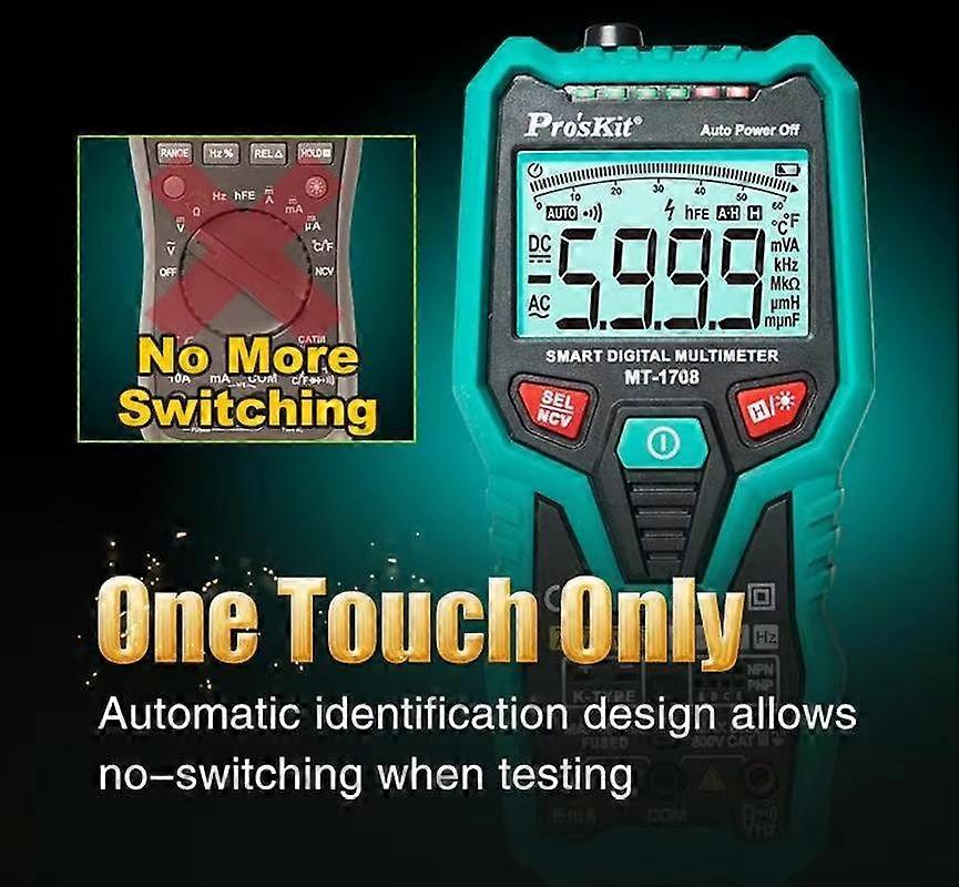 Multifunctional Burn-Proof 3 5/6 Intelligent Digital Multimeter Electrician Auto Ranging Universal Meter ProsKit MT-1708-C