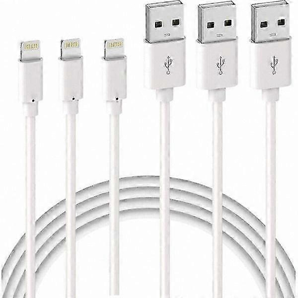 3-Pack 2m USB to Lightning Cables - Fast Charging, Durable & Compatible (White)
