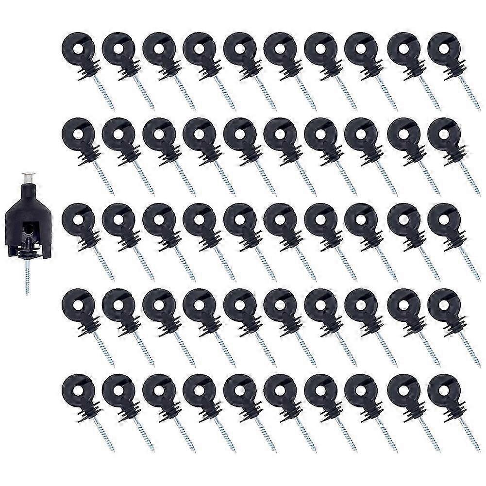Electric Fence Insulator Screw-in Insulator Fence Ring Post Wooden Post Insulator with Insulator Socket Tool, 50PCS