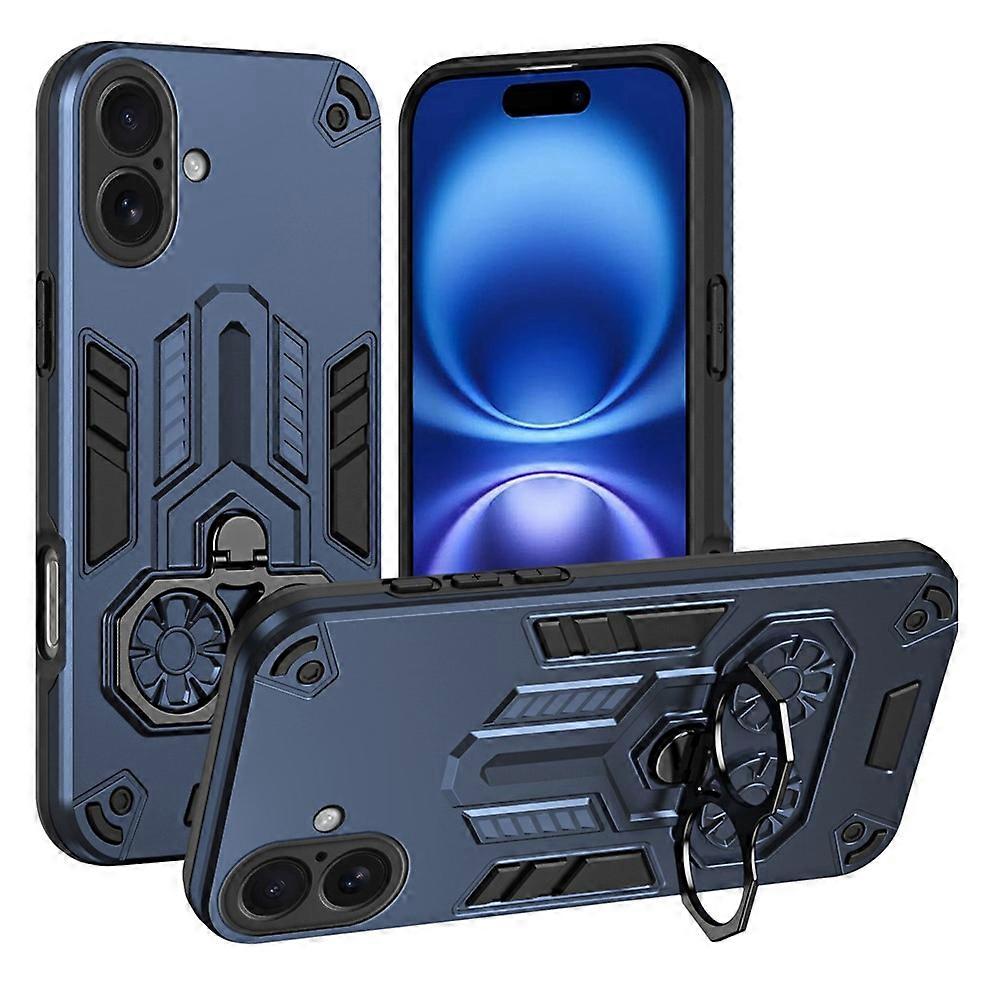 Compatible For iPhone 16 Case Ring Holder Kickstand PC + TPU Shockproof Phone Cover