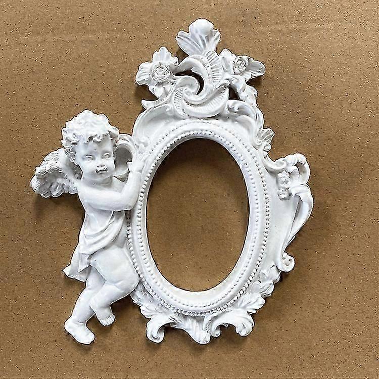 2pcs Tiny Resin Photo Frame Vintage Picture Display Holder Resin Craft Angel Statue Photo Frame