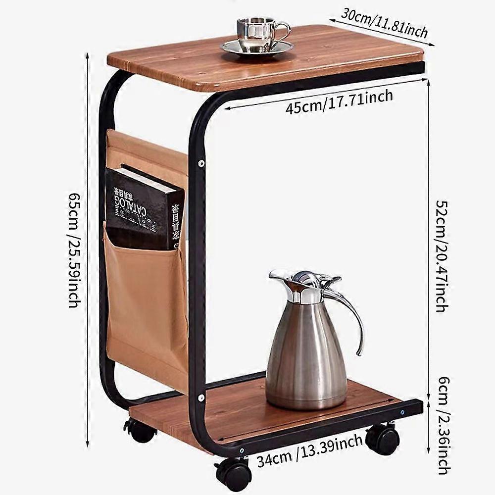 Aoresac C-Shaped End Table 25.6"x17.7"x11.8" with Side Pocket