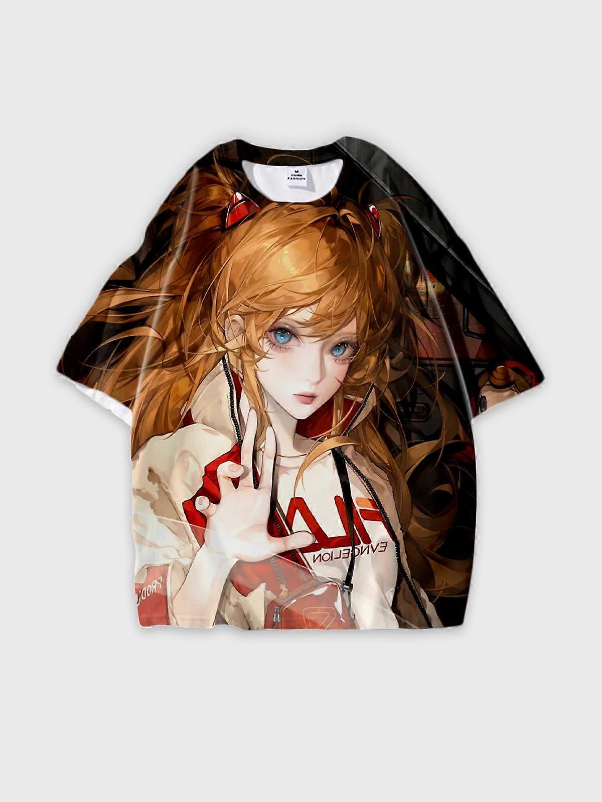 T-Shirt Round Neck, Loose Short Sleeve Pattern Graphic Tee, Unisex Summer Casual Top U2930