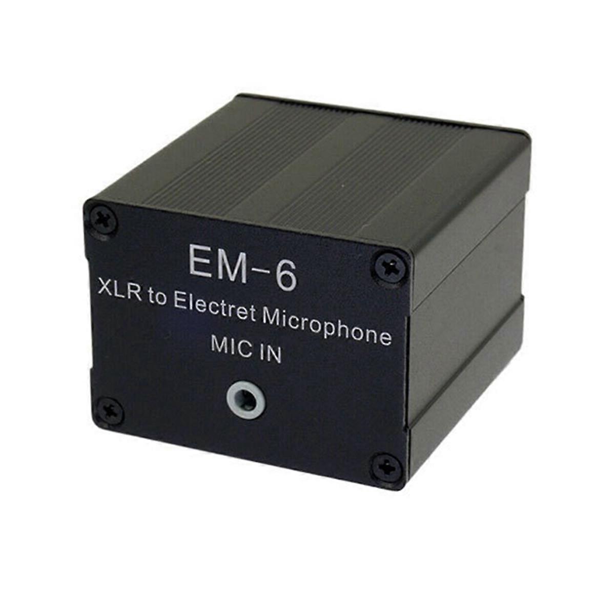 EM-6 XLR to 3.5mm Electret Microphone Amplifier 3.5mm Jack MIC in Audio Mixer Sound Card Pickup Converter