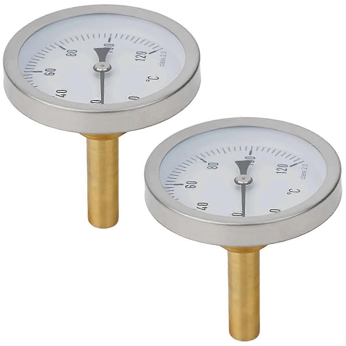 2pcs with Copper Sheath 1/2inch Screw-in Buffer Boiler Heating 120C Water Temperature Gauge