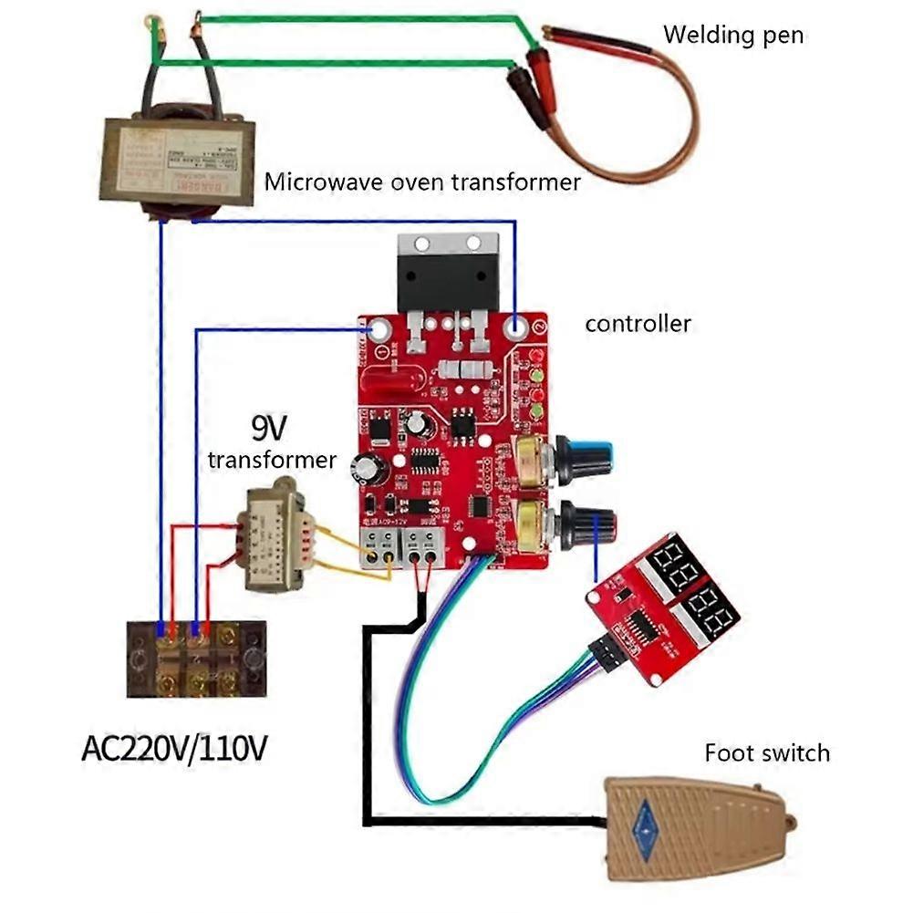 Spots Welder Machine Time Control Board 100A Spots Welding Control Board Current Digital Display Controller Board
