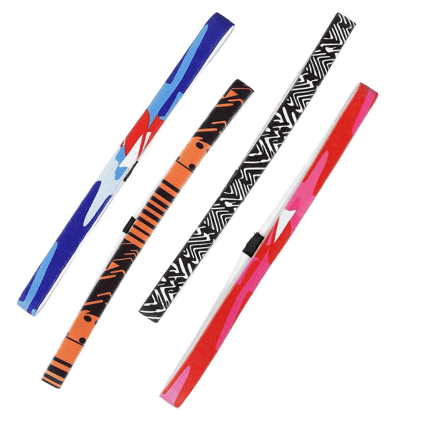 Mens Running Headbands Elastic Sweatband Traveling Quick-drying Decorative Design 4Pcs
