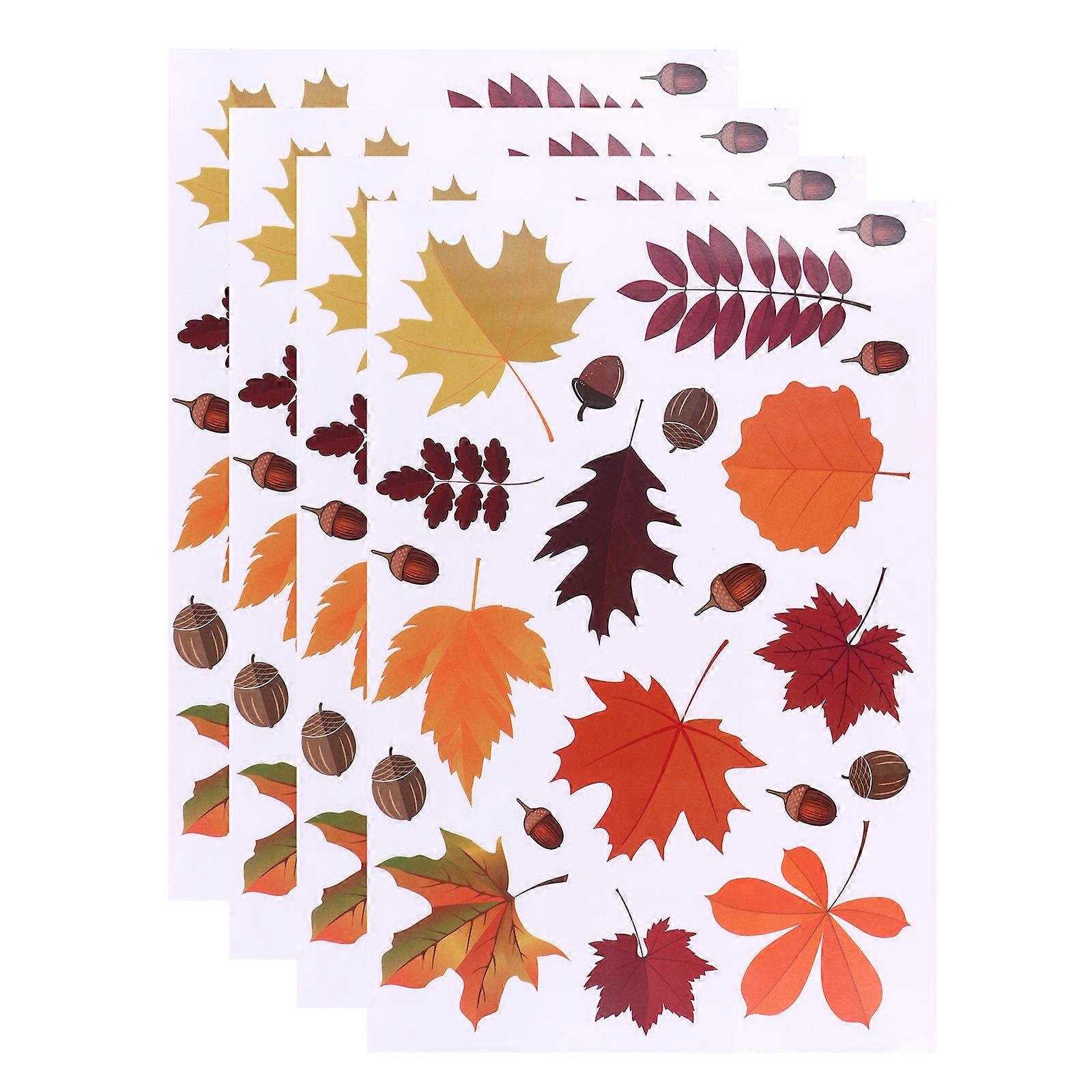 Autumn Thanksgiving Stickers 6Pcs Maple Leaf PVC Window Decorations Made For Enhancing Festive Atmosphere On Glass Windows