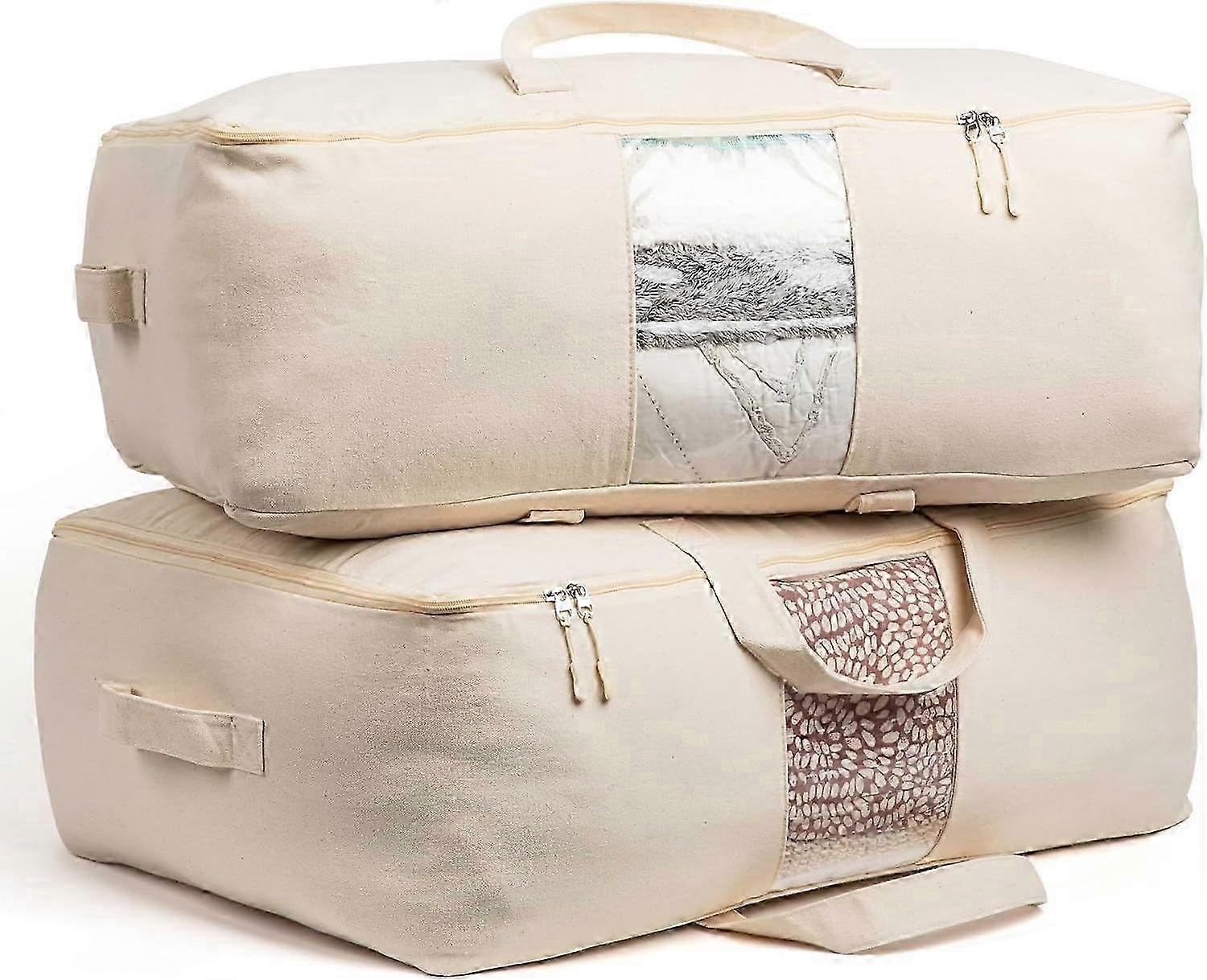 2025 Latest Model Soft Canvas Storage Bags with Zipper. Thick Breathable, 2pc
