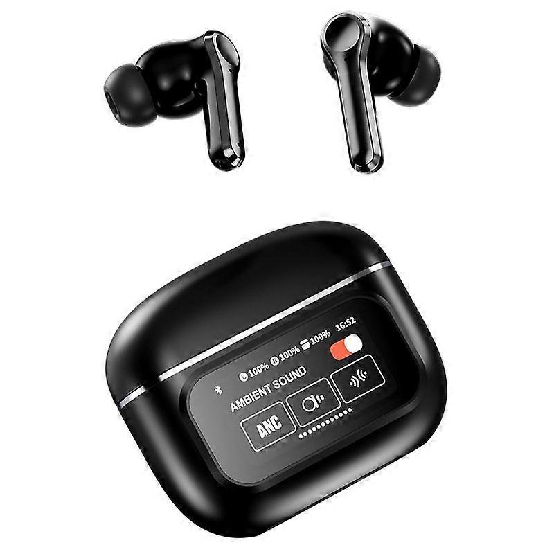 Wireless Earphones Bluetooth 5.4 Active Noise Cancellation with Touch Screen for iPhone Android(Black)