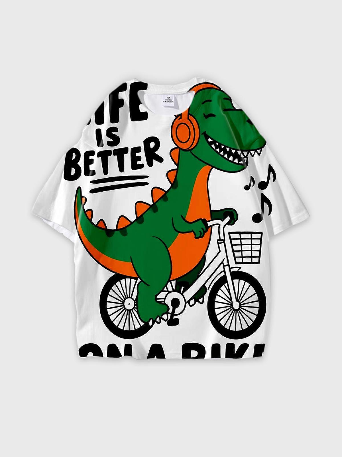 T-Shirt Short Sleeve Round Neck, Summer Casual Loose Graphic Tee, Unisex Pattern W2862