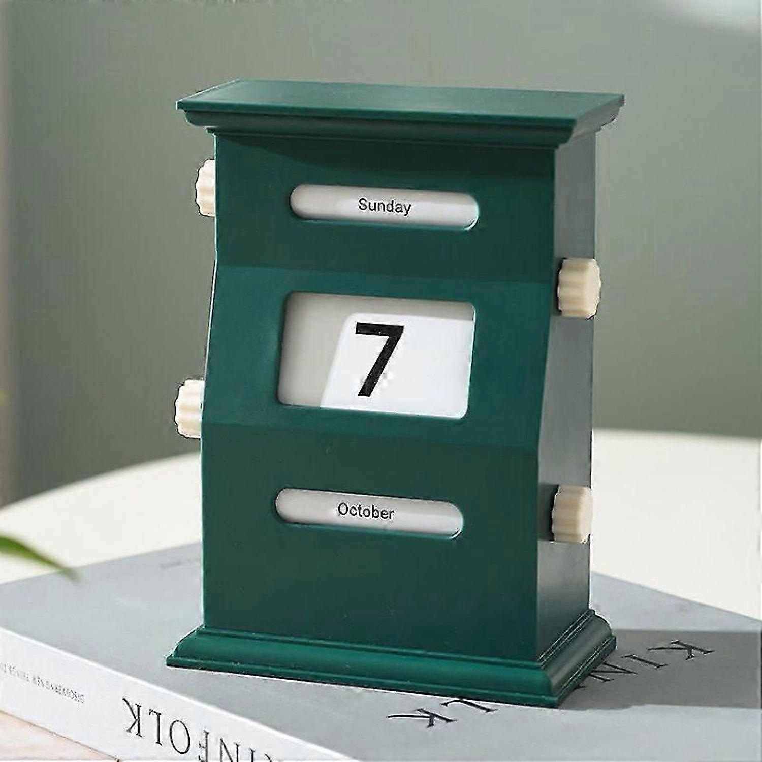 Perpetual Calendar Retro Desk Calendar Blocks | Date Display Desk Decorations | Desk Decoration Date Blocks, Eternal Calendar Blocks for Colleagues -H