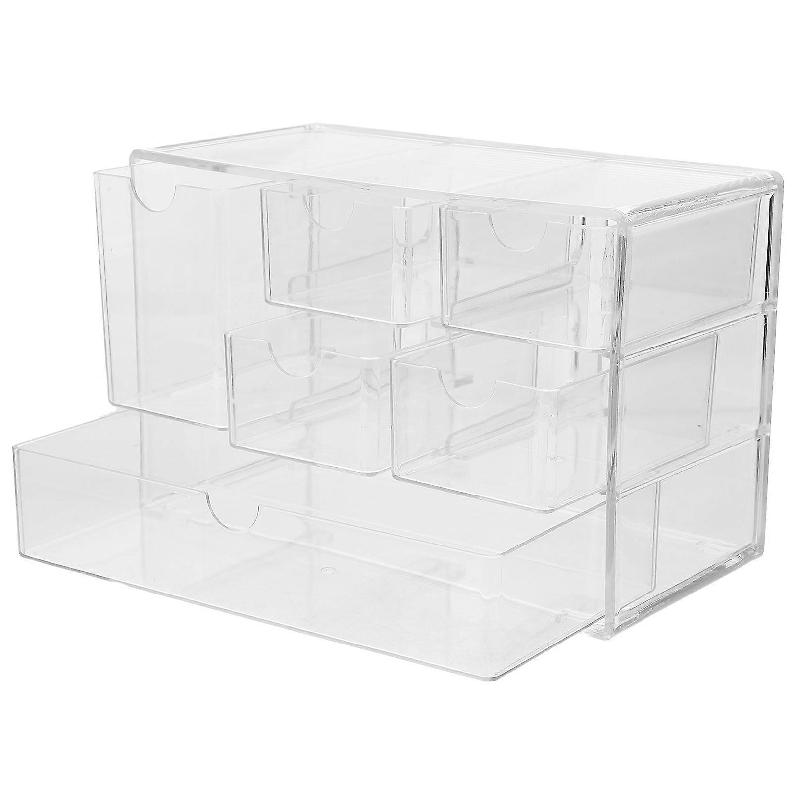 Desktop Organizer with Drawers for Makeup 2Pcs Stackable Clear Storage