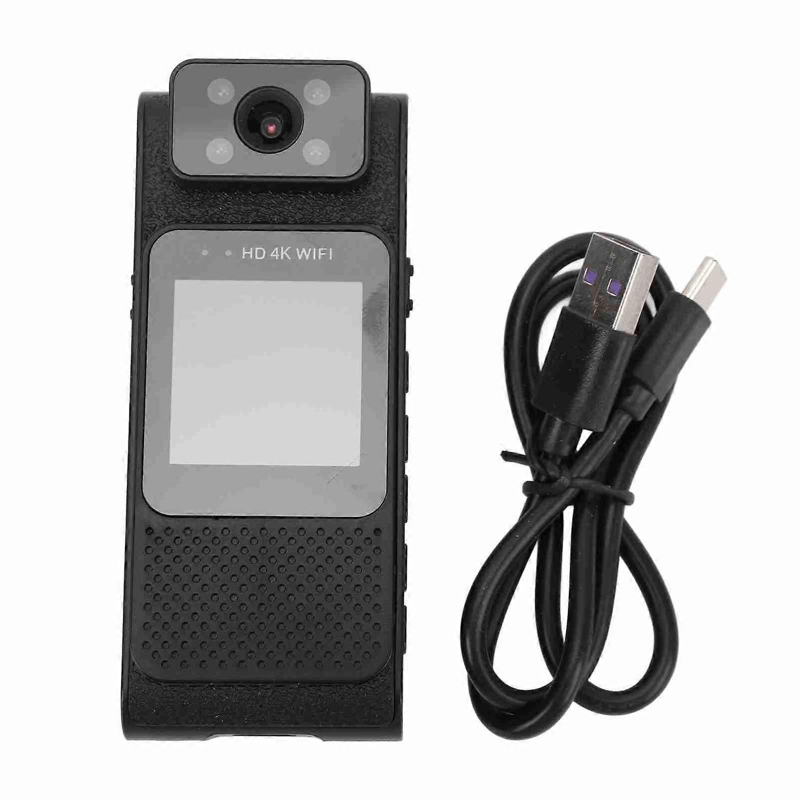 Body Wearable Camera 4K HD WiFi Magnetic 180 Rotating Lens 1/4 Inch Screw Port 4 Night Vision Lights Body Video Recording Camera for Car Recording