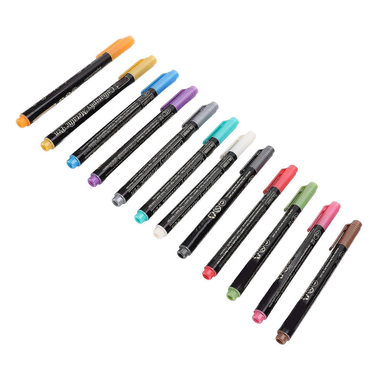 Metallic Markers Set 12 Colors, 14cm Soft Tip Pens for Crafts