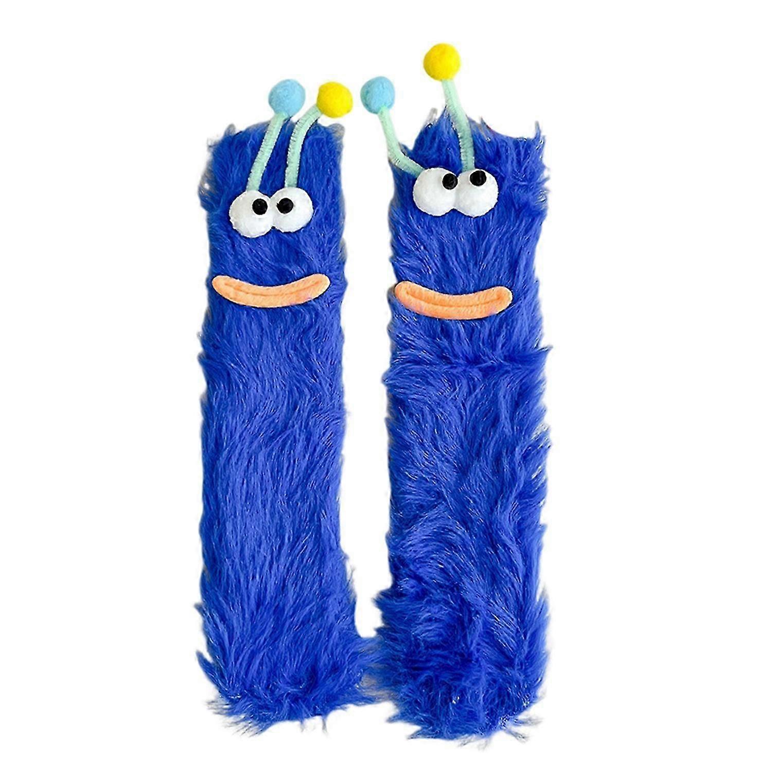 1 Pair Cartoon Socks Funny Expression Decoration Animal Big Eyes Thick Fuzzy Plush Warmth Retention