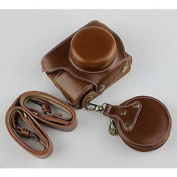 Brown - PU Leather Half Camera Case Bag Protector for Olympus E-PL9 EPL9 Camera