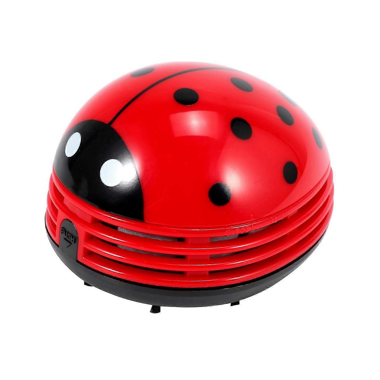 Ladybug patterned battery-operated mini vacuum table dust cleaner, red