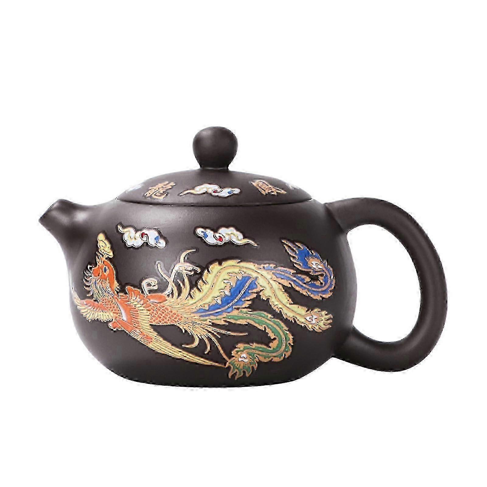 Hand-made Dragons Phoenixs Color-changing Purple Clay Teapot Easy Cleaning Gongfu Teapot Gift for Tea Lover - KC