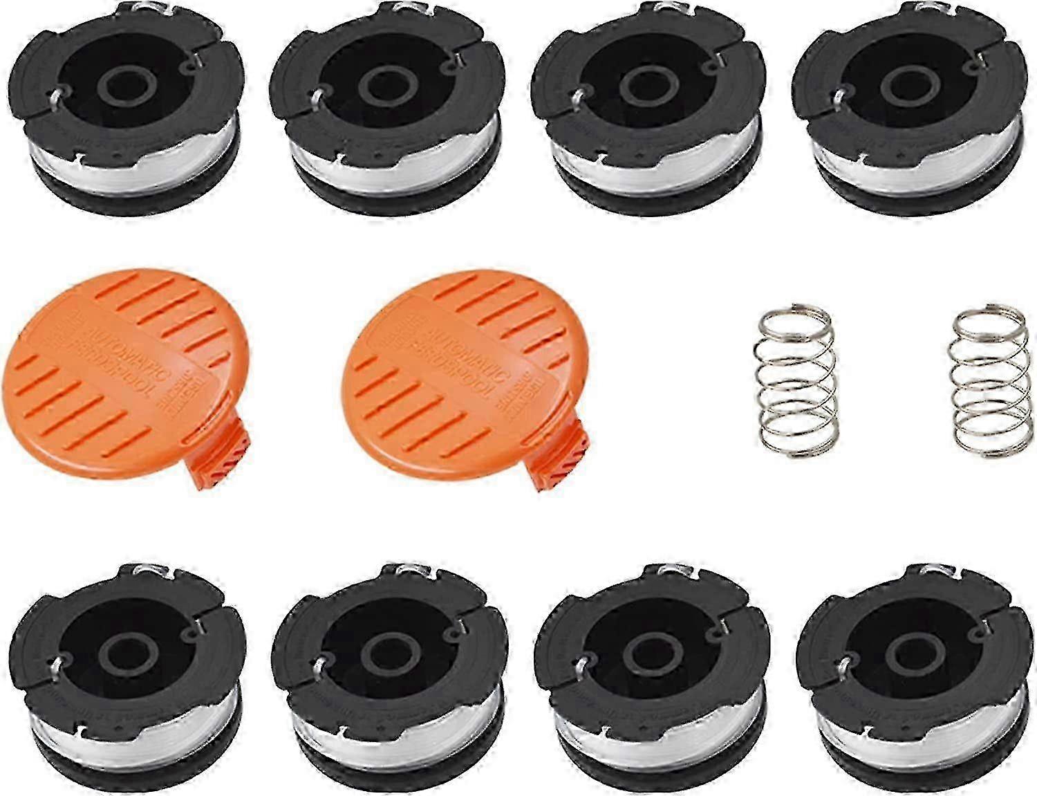 8 Pack+2 Spool Cap and Spring Replacement for Black and Decker 30ft 0.065 inch AF-100 Autofeed Weed Eater String